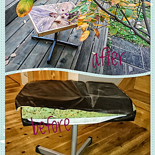 机/ピアノ椅子リメイク/リメイク家具/野地板で作りました。/アイアンペイント...などのインテリア実例 - 2017-11-06 07:59:19