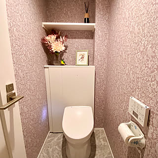 トイレ収納/TOTOトイレ/サンゲツ壁紙/鳥柄クロス/Francfranc...などのインテリア実例 - 2021-09-14 17:22:09