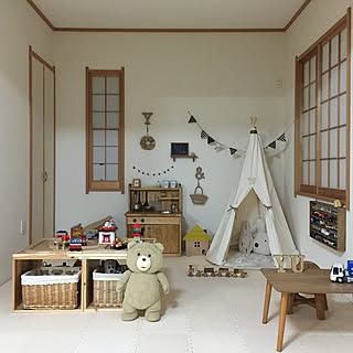 部屋全体/ティピーテント/木製おもちゃ/プレイテーブル/こども部屋...などのインテリア実例 - 2016-10-18 15:08:55