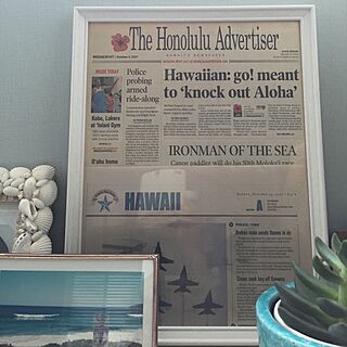 棚/加工なし(⸝⸝˃̶͈ ૢ ૢ˂̶͈⸝⸝)/新聞を飾る/ハワイ/HAWAII...などのインテリア実例 - 2016-03-24 13:23:32