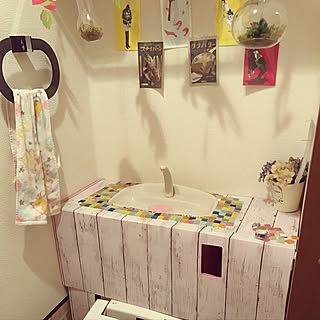 バス/トイレ/賃貸DIY/賃貸アパート/賃貸でも楽しく♪/タンクレストイレ...などのインテリア実例 - 2017-04-13 23:40:17