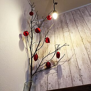 壁/天井/拾ってきた枝/クリスマスツリー♪/ハンドメイドのインテリア実例 - 2015-12-21 21:27:56