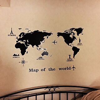 ベッド周り/久々の投稿/白黒/旅立ちたい気分♪/世界地図...などのインテリア実例 - 2017-01-21 22:25:53