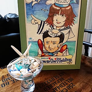 旦那作品の絵/リングピロー/結婚記念日/かわいいは、つくれる!/ベッド周りのインテリア実例 - 2017-06-03 23:09:43