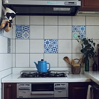 キッチン/野田琺瑯♫/壁紙屋本舗/リメイクシートのインテリア実例 - 2014-12-23 21:59:58