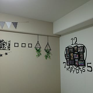 リビング/ライト/黒色ワイヤー/造花/セリア...などのインテリア実例 - 2016-05-30 17:13:01