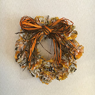 壁/天井/ハロウィン/ペーパーナプキンリース/ダイソー/初めてのペーパーナプキンリースのインテリア実例 - 2017-09-21 16:17:17