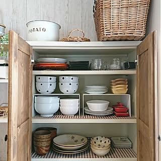 棚/コの字家具・コの字ラック/食器棚/山善/白×茶...などのインテリア実例 - 2019-11-10 09:40:10