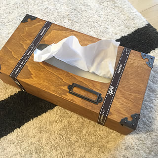 机/可愛くできた♥/セリアのティッシュボックス/トランク風♪/ティッシュボックスリメイク...などのインテリア実例 - 2017-08-16 18:19:58
