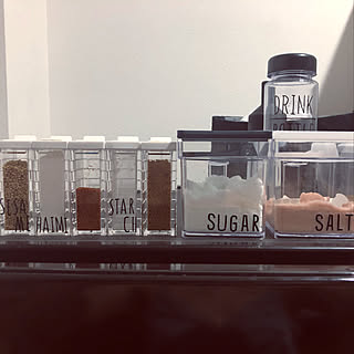 キッチン/調味料ラベル/調味料入れ/モノトーン/100均...などのインテリア実例 - 2018-08-23 17:07:45