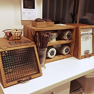キッチン/キッチンカウンターの上/チェッカーガラスが好き/チェッカーガラスの棚/新築...などのインテリア実例 - 2016-12-04 19:40:21