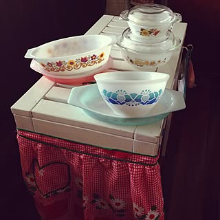 キッチン/エプロン/ミルクグラス/リサイクルショップの戦利品♪/古いものを愛する暮らし...などのインテリア実例 - 2016-04-09 11:36:44