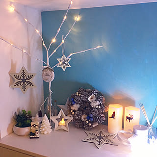 玄関/入り口/玄関ディスプレイ/クリスマス/100均/ニトリ...などのインテリア実例 - 2018-12-03 23:22:06