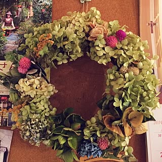 壁/天井/リース/ドライフラワー/雑貨/ドライフラワーリース...などのインテリア実例 - 2014-09-13 17:36:20