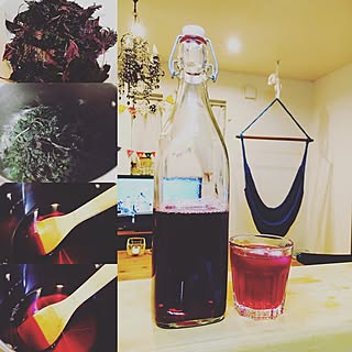 キッチン/手作りシロップ/赤紫蘇ジュース/コメントありがとうございます♡/いつもいいねありがとうございます♡...などのインテリア実例 - 2016-06-25 07:44:04