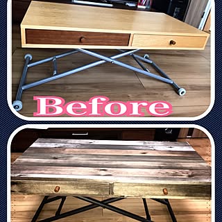 リビング/アイアン風ペイント/リメイクシート木目調/コーヒーテーブルDIY/DIY...などのインテリア実例 - 2017-06-11 23:50:24