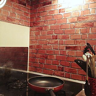 キッチン/Brick wall/DIY/ダイソー/decoration...などのインテリア実例 - 2014-07-21 00:20:53