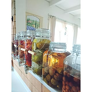 キッチン/果実酒倶楽部/自家製果実酒/キッチンレンガ壁/フレンチカントリー キッチン...などのインテリア実例 - 2016-12-05 07:44:08