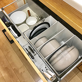 キッチン/ホーロー/T-fal鍋/無印ファイルボックス/鍋収納...などのインテリア実例 - 2018-01-04 23:07:07
