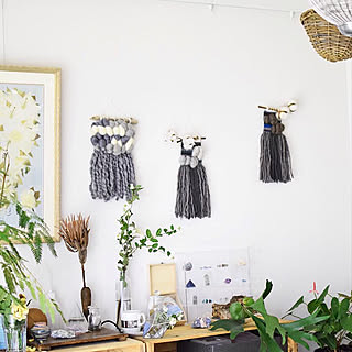 アートのある部屋/ハンドメイド/ハンドメイド/タペストリー/モノトーン...などのインテリア実例 - 2019-10-03 09:27:25