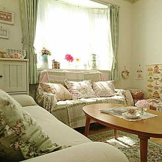 西日の射す部屋/西日の時間/シャビーシック/マルチカバー/パステルカラー...などのインテリア実例 - 2018-05-10 20:36:03