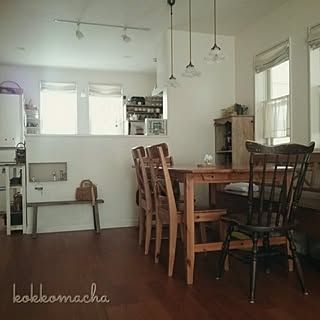 古い椅子/古いベンチ棚/素麺箱/IKEAのダイニングテーブル/朝の1枚/2015/03/08...などのインテリア実例 - 2015-03-08 08:20:40