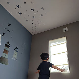 壁/天井/むすこの部屋/ウォールステッカー/カラー壁紙/ブルーの壁紙...などのインテリア実例 - 2021-09-14 11:36:02