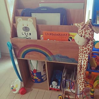 部屋全体/子供と暮らす/キッズスペースの棚/絵本棚DIY/牛乳パック...などのインテリア実例 - 2015-02-10 16:08:21
