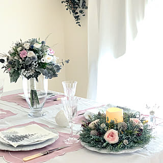 グリーンのある暮らし/こどものいる暮らし/キャンドルリース手作り/ハンドメイド/クリスマス...などのインテリア実例 - 2019-12-18 10:27:37