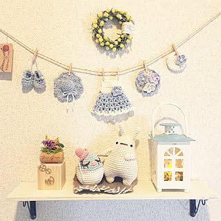 玄関/入り口/ランタン風ライト/ダイソー/meiさんのガーランド♡/mimikkoさんのあみぐるみ♡...などのインテリア実例 - 2018-05-08 07:18:01