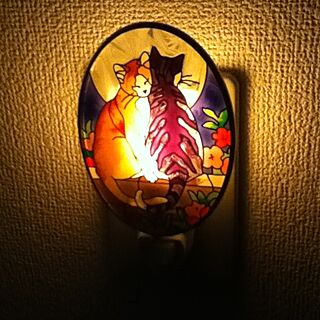 ベッド周り/カラフルなガラス/ステンドグラス/猫/フットライトのインテリア実例 - 2012-05-04 01:21:02