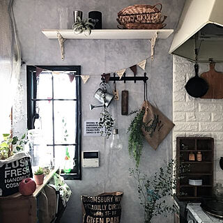 カフェ風 漆喰風壁紙のおしゃれなインテリア 部屋 家具の実例 Roomclip ルームクリップ
