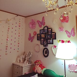 壁/天井/francfrancのペーパーフラワー/フォトフレームにはディズニーの思い出/アリエル/IKEA照明...などのインテリア実例 - 2015-08-19 22:41:51