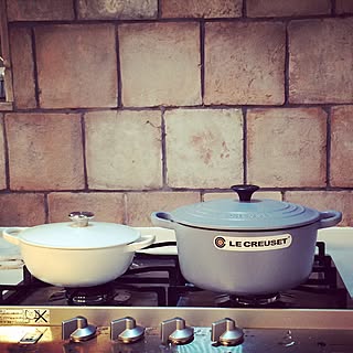 キッチン/テラコッタタイル/ルクルーゼ/男前/カフェ風...などのインテリア実例 - 2016-02-05 16:19:21