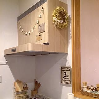 キッチン/セリアのバスロールサイン♡/セリアのメニュー表/ハンドメイド/ガーランド手作り...などのインテリア実例 - 2015-10-03 23:13:53