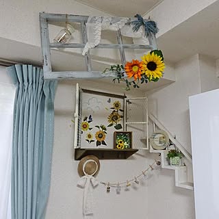 プレート/ナチュラルキッチン/ひまわり/フェイクフラワー/木製階段ラック...などのインテリア実例 - 2016-08-06 06:00:50