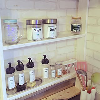キッチン/キッチン棚/調味料入れ/自作ラベル/ラベル...などのインテリア実例 - 2015-09-19 16:51:35