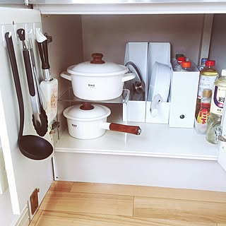 キッチン/フライパン/鍋/ファイルボックス/コンロ下収納...などのインテリア実例 - 2017-04-04 10:36:18