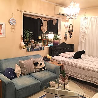 部屋全体/黒猫と暮らす/ドリームキャッチャー/カリフォルニアスタイル/サーファーズインテリア...などのインテリア実例 - 2016-09-04 21:50:48
