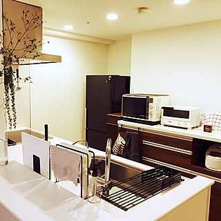 キッチン/モノトーン小物/パモウナ キッチンボード/グリーンのある暮らし/ドウダンツツジ...などのインテリア実例 - 2017-07-18 20:15:04