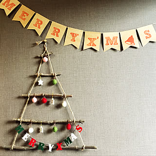 壁/天井/クリスマス/ツリーオブジェ/ツリーオーナメント/壁掛けツリー...などのインテリア実例 - 2017-12-16 22:56:42