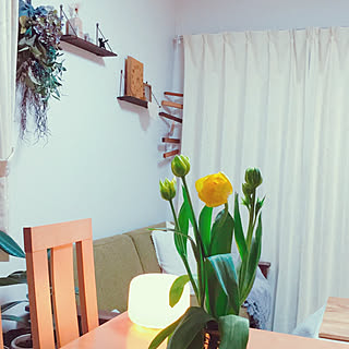 部屋全体/三連時計/ウッドモービル/スワッグ/チューリップ...などのインテリア実例 - 2019-02-18 23:23:08