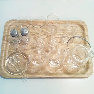 ガラス製品/勢ぞろい/natural kitchen &/壁/天井/トレーに並べて見たよ♥...などのインテリア実例 - 2017-09-30 23:00:12