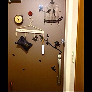 玄関/入り口/ドア/時計/ウォールステッカー/ブラウンのインテリア実例 - 2012-05-08 02:54:58