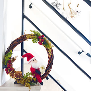 壁/天井/クリスマスリース/ダイソー/ダイソーリース/クリスマスのインテリア実例 - 2018-12-15 12:39:23