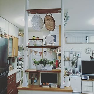 フェイクグリーン キッチン目隠しのインテリア実例 Roomclip ルームクリップ