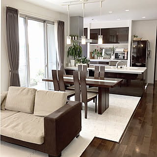 ブラウンインテリア/ダイニングテーブル/ダイニング/ペンダントライト/背面カウンター...などのインテリア実例 - 2019-03-15 13:21:35