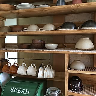 棚/あおいろ工房さんの器/板壁DIY/天板DIY/棚DIYのインテリア実例 - 2017-07-07 09:09:05