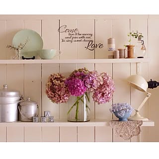 DIY/DIY棚/DIY板壁/紫陽花/古道具/セリア...などのインテリア実例 - 2014-06-26 08:20:30