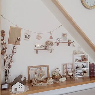 棚/ナチュラルキッチン/salut!/ハンドメイドたくさん♡/コットンフラワー...などのインテリア実例 - 2016-03-06 21:19:17